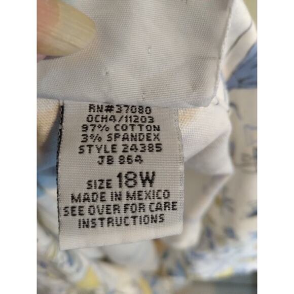 Carolina Colours Top White Blue Print City 18W Paris - Picture 7 of 8